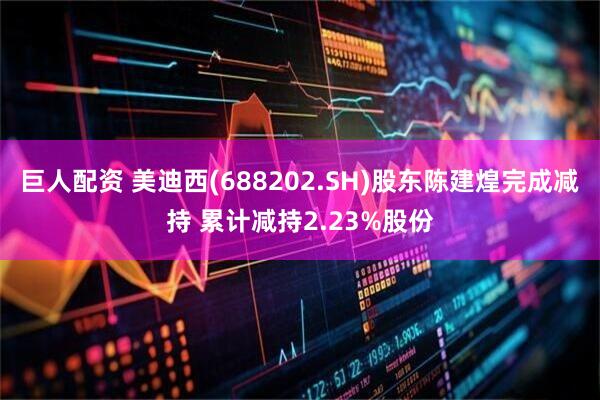 巨人配资 美迪西(688202.SH)股东陈建煌完成减持 累计减持2.23%股份
